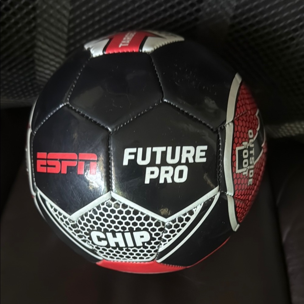 Black and Red Soccer Ball with Modern Design
